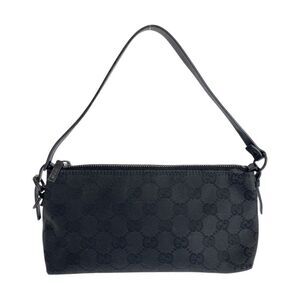 Gucci Black GG Canvas Leather Handbag